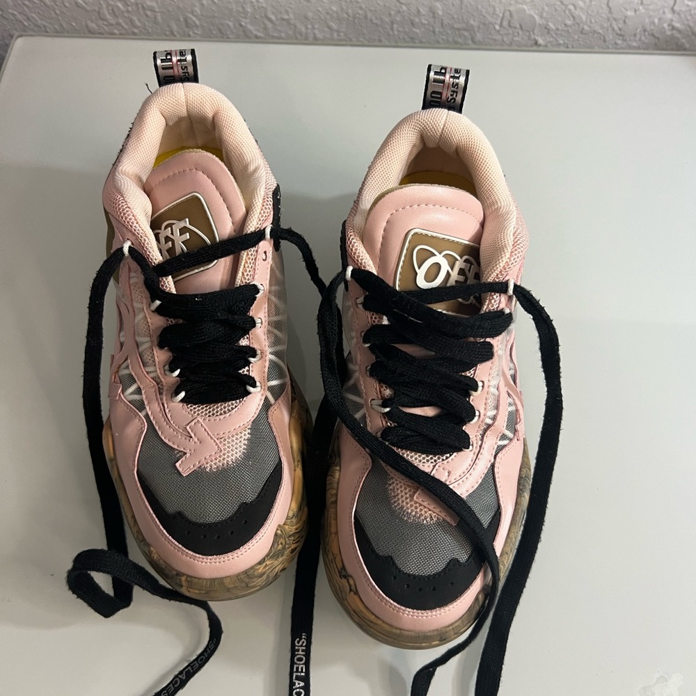 Women's Pink and Black Sneakers